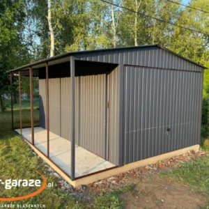 Lemezgarázs 4x5m Antracit előtetővel